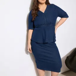 Women Bodycon Blue Midi/Calf Length Dress-image-35
