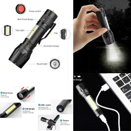 zeno volt FLASHLIGHT WITH DUAL LED BULBs Torch 2W with Micro Halogeno Technology Torch 2 hrs Torch Emergency Light image 4