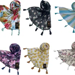 Printed Chiffon Women Multicolor Fancy Scarf, Scarf, Stole-image-45
