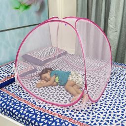 shreenathji jewellers Polyester Kids Washable Foldable Baby Mosquito Net /Machhardani High Durability Pink Color Mosquito Net image 5