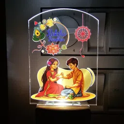 RAKSHA BANDHAN Acrylic 3D Illusion Night lamp with white color light Night Lamp-image-20