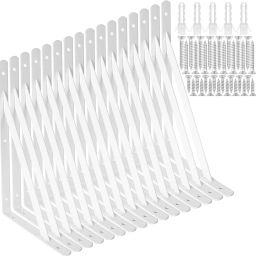 Heavy Duty Wall Mounted Shelf Metal Stand Wrought Iron White 10 Pcs(SB-22) 12 x 7.5 Inch Shelf Bracket-19