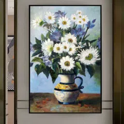art street Daisy Multicolour Engineered Wood Framed Canvas Wall Painting-picture-42