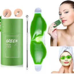 Women & Men Green Tea Purifying Clay Stick Mask Oil Control Anti Acne Cream Face Shaping Mask-image-69