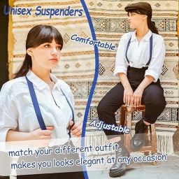 AM AmorMente ™ Y Suspender Blue Adjustable Y-shaped Suspenders For Men, Halloween Cosplay Garter-image-53