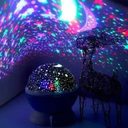 heti beauty 360 Degree Rotation 4 LED Bulbs 9 Light Color Changing Star Night Light | Dream Rotating Projection Light Table Lamp image 5