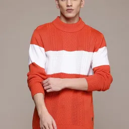 Men Colorblock Orange Sweater-image-39