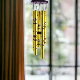 Feng Shui Metal Wind Chime with Om Print, 5 Pipes for Indoor & Outdoor - Steel Windchime-image-44