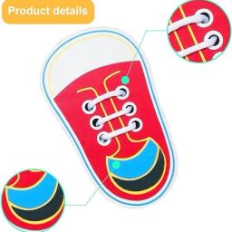 Wooden Montessori Shoe Lacing toy for Preschool Kids-36