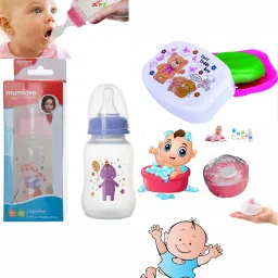 150ml mum baby milk bottle with powder box and bath soap box combo set-image-47