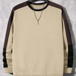 Men Solid Round Neck Cotton Blend Beige, Brown T-Shirt-image-44