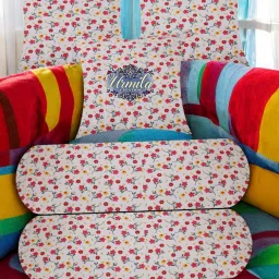 2 Bolster 3 Cushion Microfibre Floral Bolster Pack of 5-60