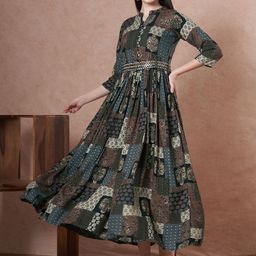 fashor Women A-line Multicolor Maxi/Full Length Dress-picture-7