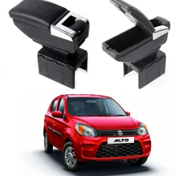 PU Leather AR-01 Car Armrest Console Box For Alto Black Car Armrest-image-12