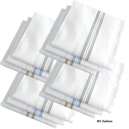 kelpertech Premium Quality Men's/ Boy's White Color With Border Pure Cotton Hankies/ Hanky ["White"] Handkerchief-image-55