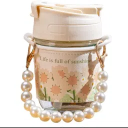 Coffee Sippers with Pearl Chain Belt & Sleeve Moti Glass Coffee Mug-image-34