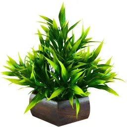 Bamboo Leave Artificial Plant Green Wild Flower Artificial Flower with Pot-image-2