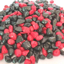 Decorative Coloured Painted Asymmetric Marble Stone Pebbles for Vase Filler Plant Pots Aquarium Home Garden Outdoor Decoration (Red & Black, 500 grams) Painted, Regular Angular, Asymmetrical Marble Pebbles-image-49