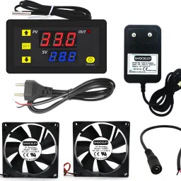 shockley XH-W3230 -50 110c 220V AC Thermostat + 2 FAN + Jack + cord + 12V 1Amp Adaptor Multipurpose Controller-39