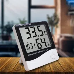 SWADESI BY MCP Digital Room Thermometer Hygrometer Indoor Weather Station For Home, Bedroom LCD Outdoor/Indoor Room Thermometer Hygrometer with Clock Time Humidity Monitor Thermometer-2