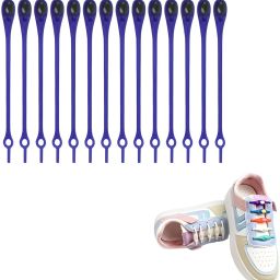 JIALTO No tie Shoe Laces Adults Stretch Silicone Elastic Laces No Tie Nevy Blue Shoe Lace-image-77