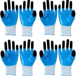 Multipurpose Heavy-Duty Reusable Washable Coated Work Safety (Pack of 4 Pair) Nitrile, Nylon Safety Gloves-image-12