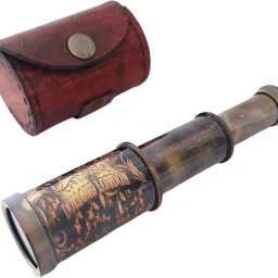 Shoptreed 6" Antique Maritime Brass Dolland London Telescope Vintage Spyglass Marine Collectible in Leather cover Catadioptric Telescope-picture-23