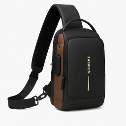 Brown Men & Women Sling Bag Street Style Anti-Theft Sling Bag for Men & Women | Waterproof | USB Crossbody-image-93