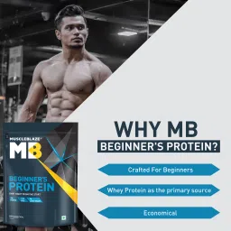 muscleblaze Beginner's, No Added Sugar, 1 kg with Shaker, 650 ml Whey Protein image 4