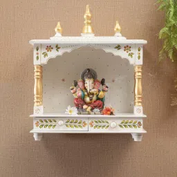 india home wood White Sheesham Wood Wall Mounted Mandir Without Door-picture-44