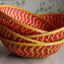 Handmade Colorfull Basket 4 Set Bamboo Fruit & Vegetable Basket-image-88