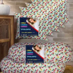 5 Cushion And 2 Microfibre Solid Bolster Pack of 7-image-21