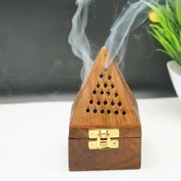 Pakka Sheesham Wood Agarbatti Incense Stick Box and Dhoop Stand Ash Catcher Decorative Handicraft Incense Holder - Medium Wooden Incense Holder-13