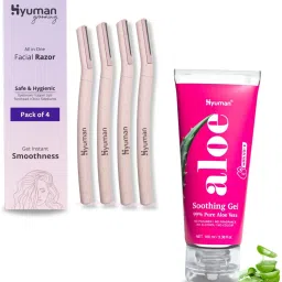 Combo Face Razors 4+Aloe Vera Gel 100ml | Body Hair Removal with Aloe Vera,Women, Women-image-36