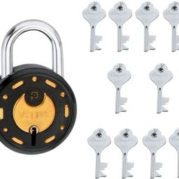 Active Black Round Padlock 50 MM 10 Keys 7 Levers Heavy Duty Hardened Shackle Padlock-image-63