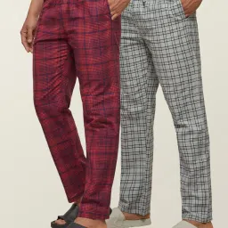 Pack of 2 Checkmate Intellieaze Combed Cotton Checks Men Pyjama-picture-14