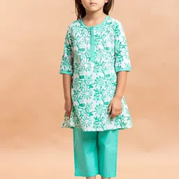 Sangria Girls Floral Printed Pure Cotton Kurta With Trouser-picture-25