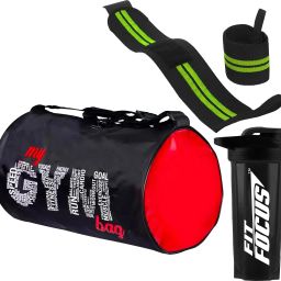 Complete Fitness Trio Gym Shaker, Gym Bag & Wristband For Men & Women Fitness Accessory Kit Kit-35