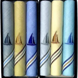 Johnnie Boy Cotton rich exclusive embroidered multicolored handkerchief for men & boys (41 X 41 cm) (Pack of 6) Ship-Ship ["Multicolor"] Handkerchief-4