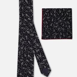 TOFFCRAFT Black Slim Neck Tie With Pocket Square-image-93