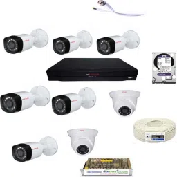 CP PLUS Full HD 5MP Cameras Combo KIT 8CH HD DVR+ 6 Bullet Cameras+ 2 dome camera +2TB Hard DISC+ Wire ROLL +Supply & All Required CONNECTORS Security Camera-30