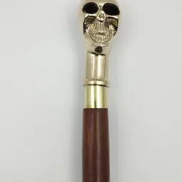 ascent india Brass Skull Handle Wood walking stick cane 3 part easily open Walking Stick image 3
