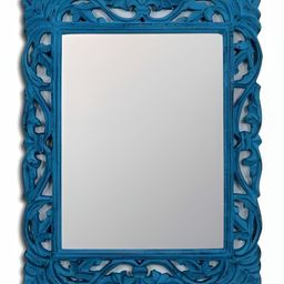 VAS collection home Blue Textured Wooden Wall Mirror-image-97