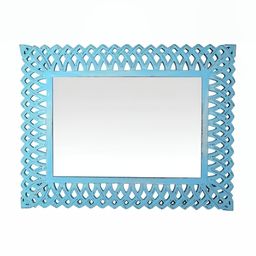 VAS collection home Blue Textured Wooden Wall Mirror-image-61