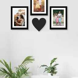 RANDOM Set of 3 Black Solid New Synthetic Photo Frames with Heart Plaque image 1