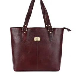 HiLEDER Women Pure Leather Structured with Applique Tote Handbag-7