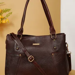 Teakwood Leathers Leather Structured Handheld Bag with Applique-26