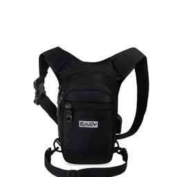 EASY Black Structured Backpack with Applique-7