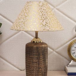 Foziq Mustard Yellow Printed Table Lamp-18
