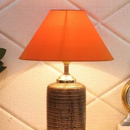 Foziq Mustard Yellow & Gold-Toned Solid Table Lamps With Shade-0